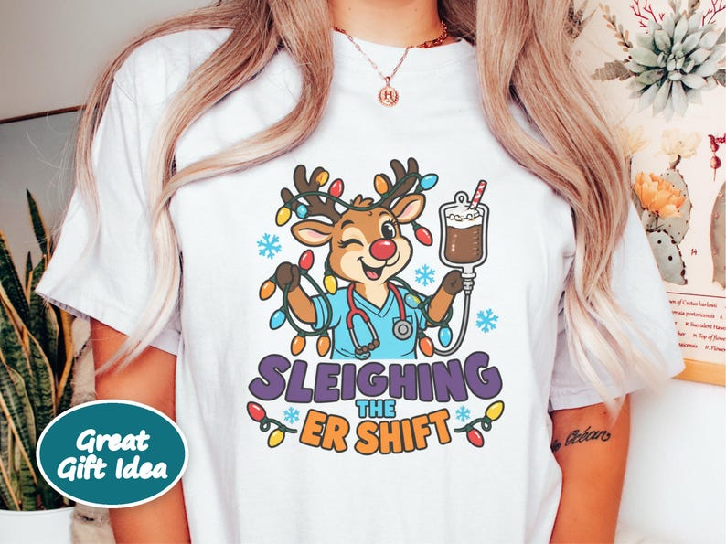 Er Christmas Shirt, Sleighing The Er Shift Nurse Top, Emergency Room Gift, Christmas Nurse Sweatshirt, Medical Staff Tee, Holiday Rn Gift image 5