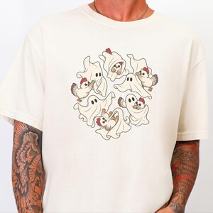 Ghost Chicken Shirt, Funny Halloween Chicken Gift, Ghost Season Tee, Spooky Farm Animal Sweatshirt image 9