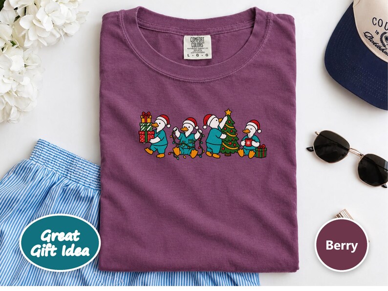 Christmas Scrub Top, Holiday Duck Shirt, Nurse Christmas Gift, Medical Staff Tee, Festive Doctor Sweater image 8