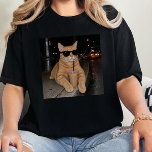 Coffee Cat Shirt, Funny Cat Meme Tee, Orange Cat Mom Gift, Cat Sunglasses Shirt, Ginger Tabby Tee image 10