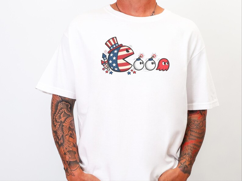Patriotic Arcade Tee, 4th Of July Fourth, Funny Patriotic Tee, Retro Video Game, Gamer Gift For Him image 8