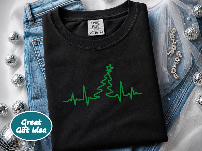 Grandpa Christmas Shirt, Cardiac Nurse Gift, Christmas Tree Heartbeat Tee, Cardiology Holiday Present, Grandpa Christmas Gift image 5