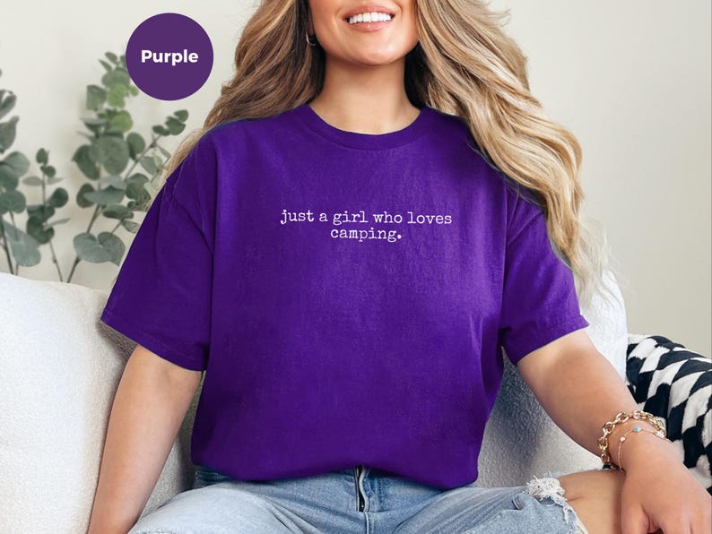 Outdoor T-Shirt for Women, Just A Girl Who Loves Camping, Adventure Lover Tee, Camping Shirt, Girl Camper Tee, Camping Lover Gift image 3