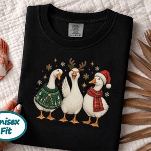 Christmas Goose Shirt, Festive Goose Sweatshirt, Funny Goose Gift, Holiday Bird Tee, Winter Animal Shirt, Ugly Christmas Sweater Style image 8