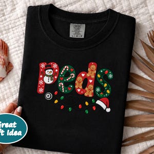 Camiseta navideña para enfermera pediátrica, regalo festivo para enfermera pediátrica, sudadera navideña para enfermera, top navideño para enfermera pediátrica imagen 8
