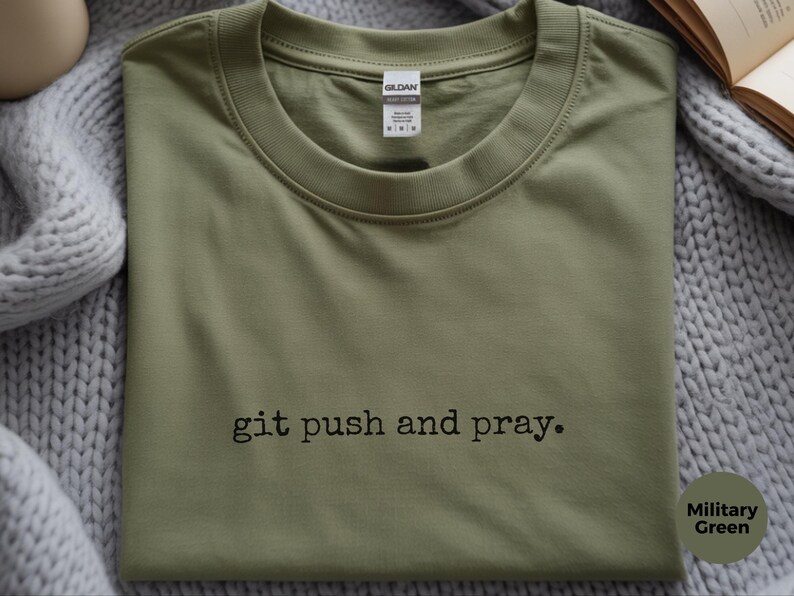 Funny Coding Shirt | Git Push And Pray Developer T-Shirt, Programmer Humor image 4