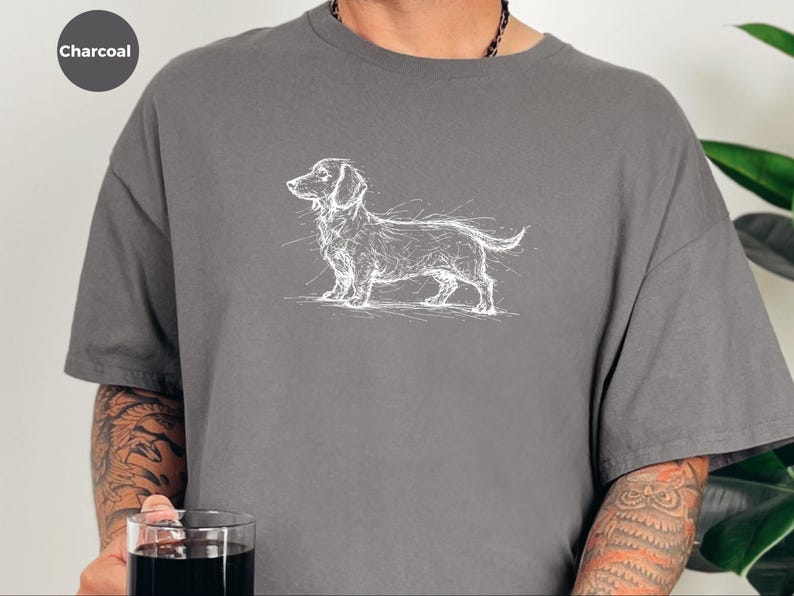 Camiseta con dibujo de perro salchicha / Camiseta de perro salchicha, regalo para amantes de los perros salchicha, ropa para perros salchicha imagen 2