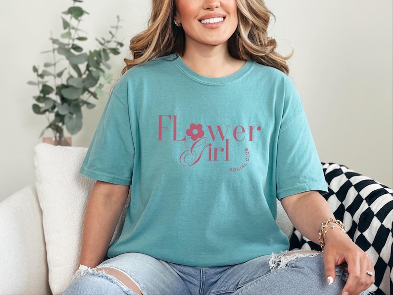 Comfort Colors Flower Girl Shirt, Flower Girl Social Club Tee, Kids Wedding Rehearsal Top, Petal Patrol Toddler Outfit, Flower Girl Tshirt image 2