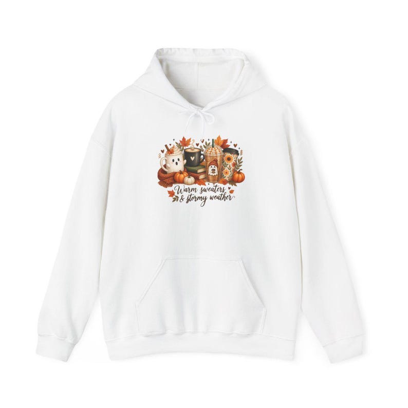Ghost Coffee Shirt, Fall Coffee Shirt, Halloween Coffee Tee, Cute Ghost Sweater, Warm Sweaters And Stormy Weather, Autumn Sweatshirt image 12