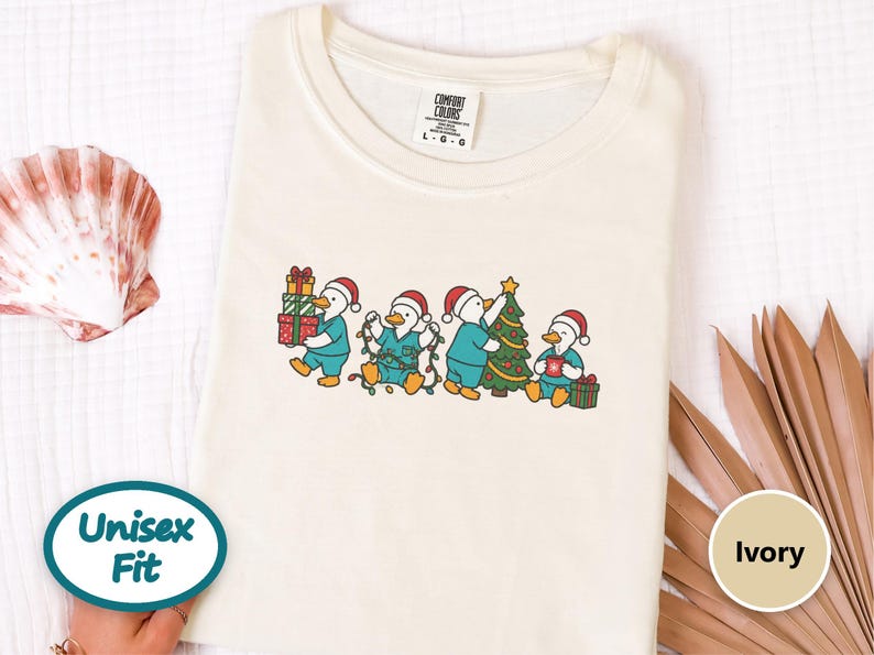 Christmas Scrub Top, Holiday Duck Shirt, Nurse Christmas Gift, Medical Staff Tee, Festive Doctor Sweater image 6