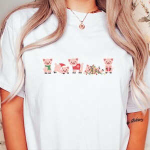 Christmas Pig Shirt, Cute Pig Christmas Gift, Holiday Pig Graphic Tee, Christmas Animal Shirt image 6