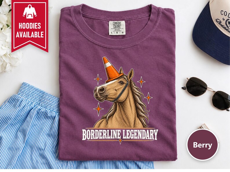 Funny Horse Shirt, Borderline Legendary Tee, Traffic Cone Unicorn Graphic, Horse Lover Gift, Equestrian Humor Top image 7