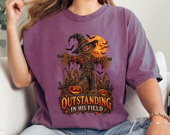 Scarecrow Shirt, Farmer Dad Gift, Dad Halloween Shirt, Spooky Season Shirt, Outstanding In His Field, Funny Halloween Tee