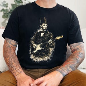 Funny History Shirt, Abe Lincoln Rockin' Guitar Vintage Tee, History Teacher Gift, Musician Rock and Roll Present, Classic Rock Art image 7