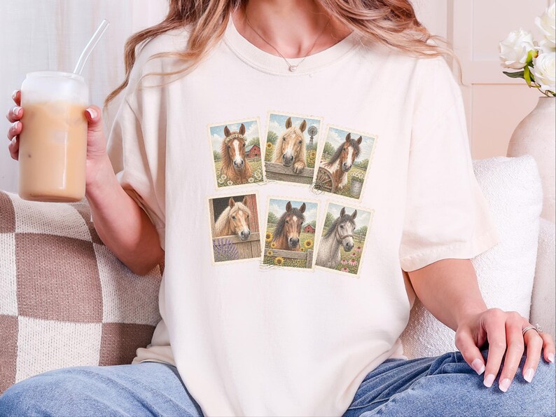 Vintage Horse Stamp Shirt, Equestrian Girl Gift, Vintage Horse Print Tee, Farm Girl Shirt, Horse Lover Gift image 10
