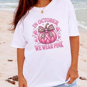 In oktober dragen we roze shirts, retro T-shirts ter ondersteuning van borstkanker, herfstcadeau met pompoenmotief, Warrior sweatshirt afbeelding 3