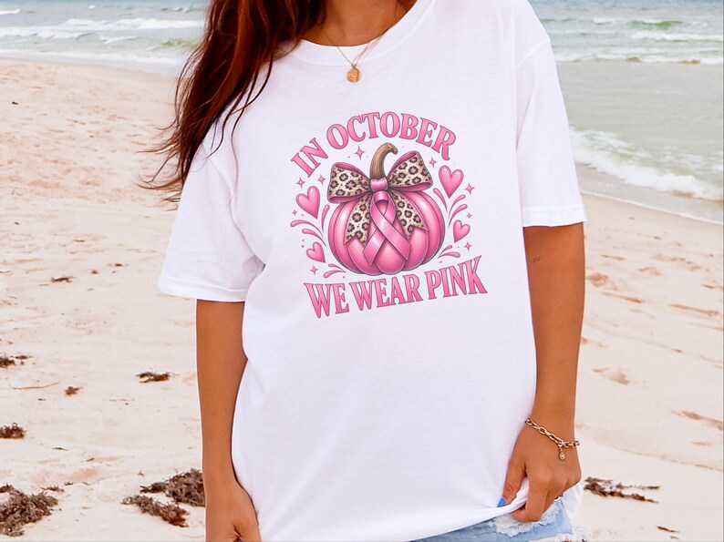 In oktober dragen we roze shirts, retro T-shirts ter ondersteuning van borstkanker, herfstcadeau met pompoenmotief, Warrior sweatshirt afbeelding 3