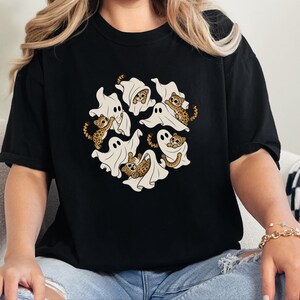 Ghost Shirt, Halloween Leopard Shirt, Cute Ghost Gift, Leopard Lover Shirt, Spooky Season Tee, Animal Halloween Shirt image 4