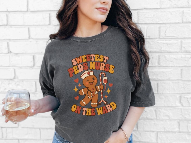 Christmas Pediatrics Nurse Shirt, Festive Nurse Gift, Sweetest Peds Nurse On The Ward, Holiday Medical Crewneck, Pediatric RN Sweater image 1
