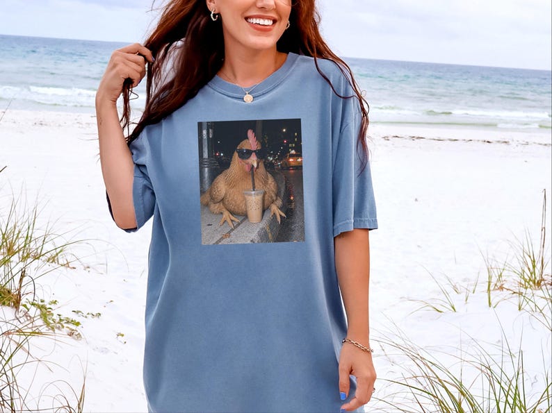 Funny Chicken Shirt, Iced Coffee Shirt, Chicken Lover Gift, Crazy Chicken Lady Tee, Backyard Farmer Gift image 2