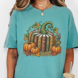 Fall Bookish Shirt, Fall Book Lover Gift, Vintage Autumn Book Pumpkin Tee, Cozy Reading Sweatshirt, Librarian Gift image 6