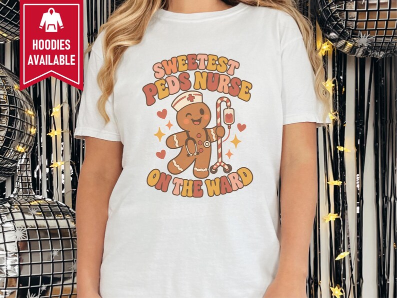 Christmas Pediatrics Nurse Shirt, Festive Nurse Gift, Sweetest Peds Nurse On The Ward, Holiday Medical Crewneck, Pediatric RN Sweater image 7