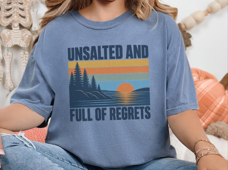 Vintage Lake Shirt, Great Lakes Gift, Funny Lake T Shirt, Unsalted And Full Of Regrets, Outdoor Nature Tee, Lake House Apparel Bild 1