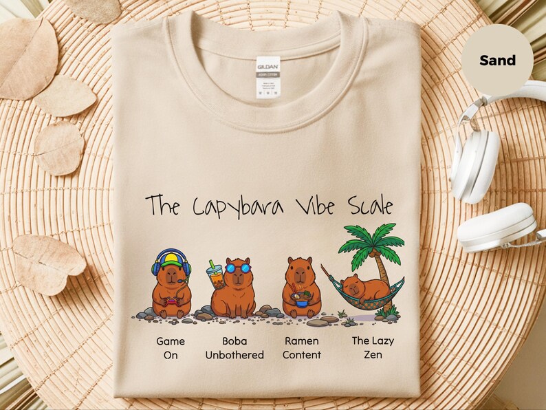 Capybara Gaming Shirt, Vibe Scale Gamer Boba Ramen Relaxing Tee, Level Up Tee | Funny Boba Tea, Japanese Ramen Lover, Youth Birthday Gift image 2