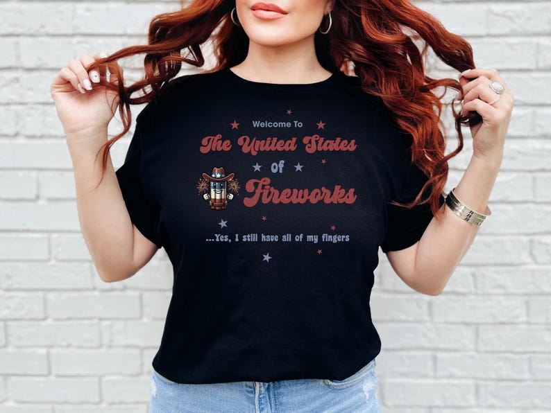 United States of Fireworks 4th of July Shirt - Patriotic American Flag Tee, Red White and Blue Independence Day Celebration Outfit for afbeelding 2