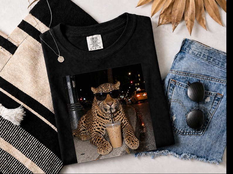 Leopardkaffe, kaffeälskare, rolig djurtröja, vildkatt bild 3