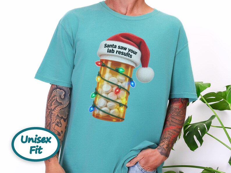 Pharmacy Technician Shirt, Funny Pharmacist Shirt, Pharmacy Tech Christmas Shirt, Santa Saw Your Lab Results image 10