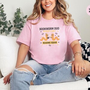Bookworm Duo Shirt, Book Lovers Shirt, Reading Squad Tee, Book Club Gifts, Literary Nerd Gift, Funny Reading Buddy Apparel, Reading Shirts image 4
