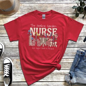 Boho Floral Nurse Shirt, The Healing Garden RN Top, Vintage Human Anatomy Art, Comfort Colors Medical Tee, Nursing School Grad Gift, LPN CNA image 8