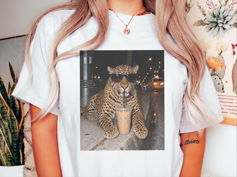 Leopardkaffe, kaffeälskare, rolig djurtröja, vildkatt bild 8