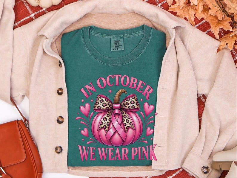 In oktober dragen we roze shirts, retro T-shirts ter ondersteuning van borstkanker, herfstcadeau met pompoenmotief, Warrior sweatshirt afbeelding 7