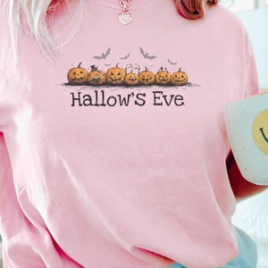 Comfort Colors Retro Monster Tee, Spooky Pumpkins Hallow and #39;s Eve Shirt, Vintage Bat Art Print, Jack O Lantern Fall Graphic T-Shirt image 6
