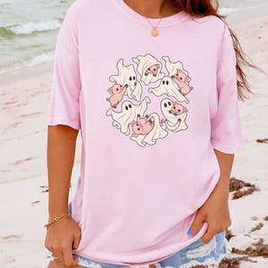 Camiseta de fantasma, regalo para amantes de los cerdos, camiseta de fantasma de Halloween, camiseta de temporada espeluznante, camiseta con estampado de cerdo, camiseta de animales de granja imagen 6