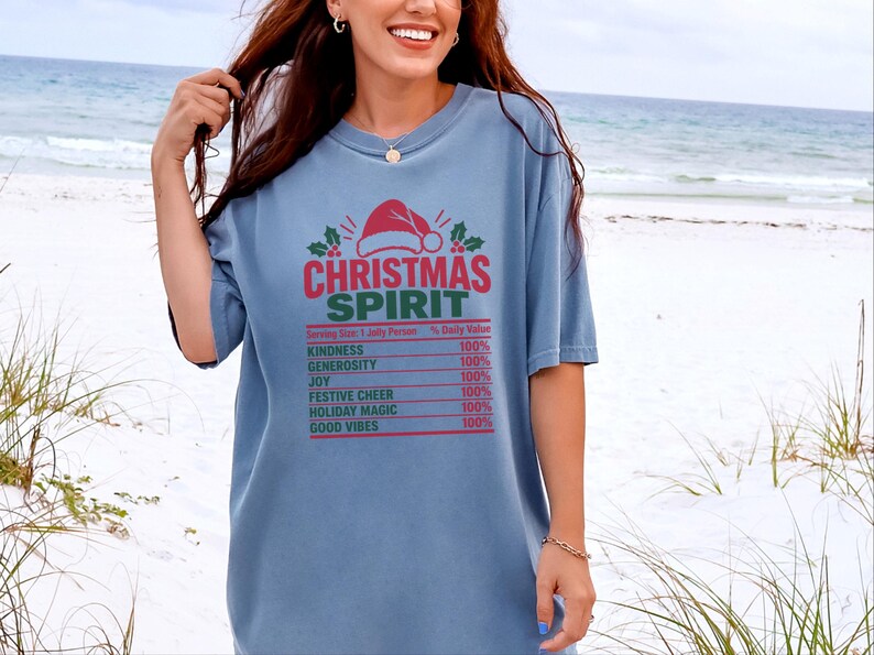 Christmas Spirit Nutrition Label Shirt, Family Christmas Tee, Matching Holiday Party Shirt, Funny Christmas Gift, Holiday Spirit Top image 8