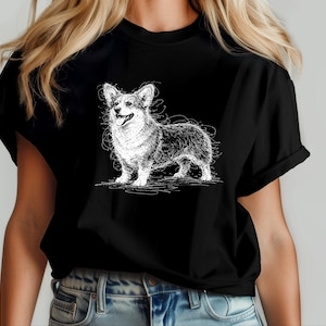 Corgi Shirt, Pembroke Welsh Corgi Sketch Tee, Loaf Dog Apparel, Cute Dog Art image 6