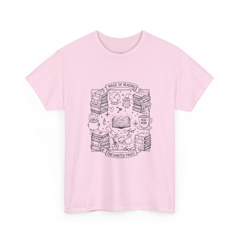 Magic of Reading Bookish Shirt Witchy Gift Dark Academia Enchanted Pages Mystical Library Design Book Lovers and Bookworms Fantasy Art image 2