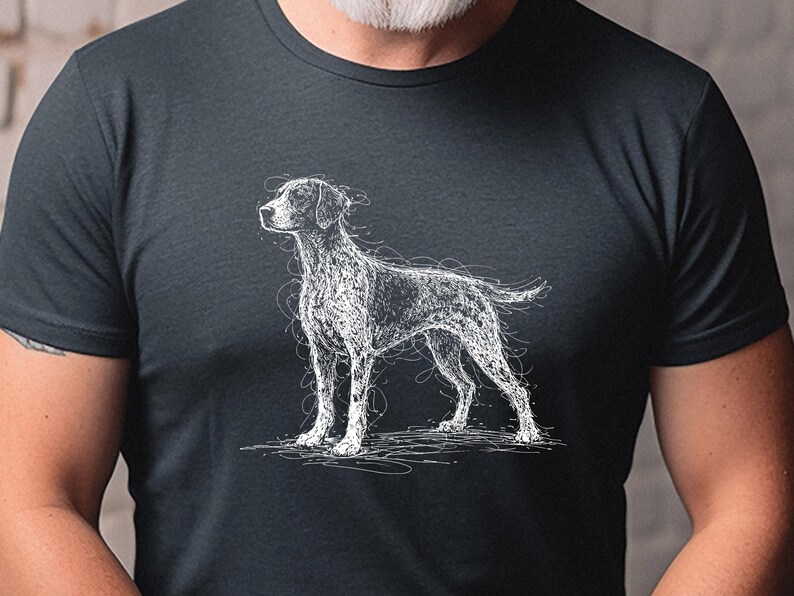 Tysk korthårig pekare, GSP skisskonst-T-shirt | Jaktkläder för K9, Fågelhundfan, Tysk pekare-T-shirt, GSP-T-shirt, Gåva för pekareälskare bild 1