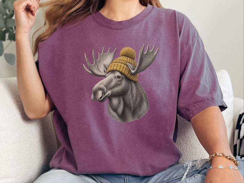Moose Shirt, Moose Lover Gift, Vintage Animal Shirt, Wildlife Crewneck, Cabin Life Tee image 3