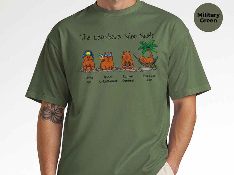 Capybara Gaming Shirt, Vibe Scale Gamer Boba Ramen Relaxing Tee, Level Up Tee | Funny Boba Tea, Japanese Ramen Lover, Youth Birthday Gift image 5