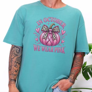 In oktober dragen we roze shirts, retro T-shirts ter ondersteuning van borstkanker, herfstcadeau met pompoenmotief, Warrior sweatshirt afbeelding 9