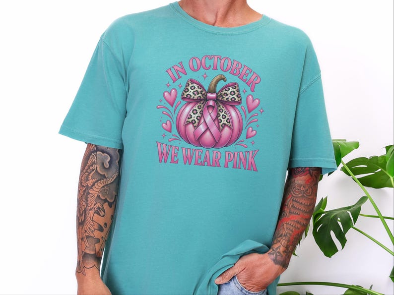 In oktober dragen we roze shirts, retro T-shirts ter ondersteuning van borstkanker, herfstcadeau met pompoenmotief, Warrior sweatshirt afbeelding 9