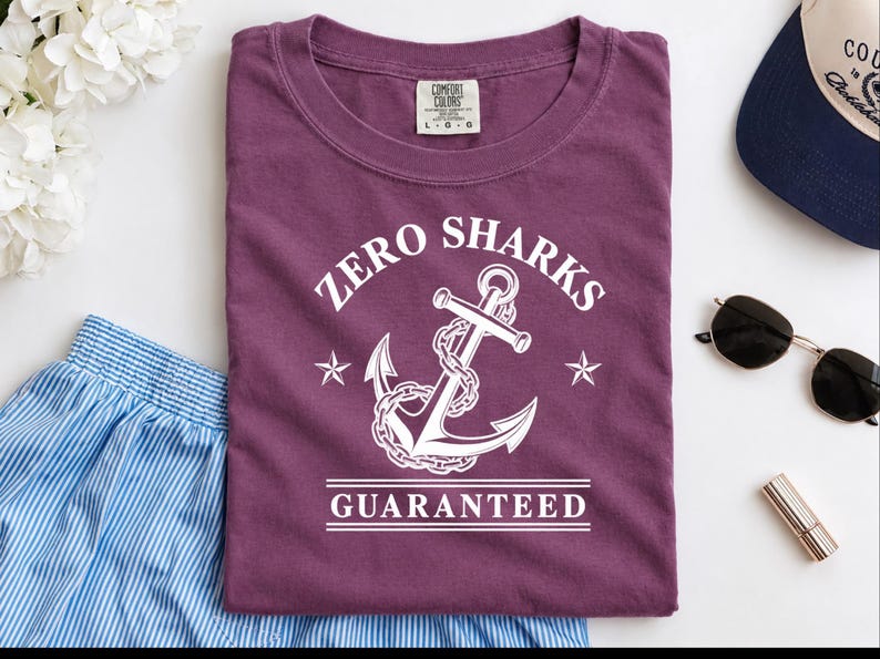 Funny Boating Shirt, Lake Lover Gift, Zero Sharks Guaranteed Anchor Tee, Nautical Shirt, Sailor Gift Idea, Boating T Shirt Bild 5
