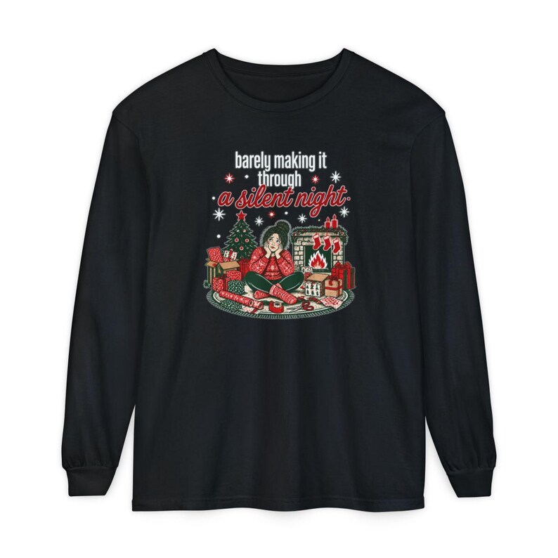 Funny Christmas Shirt, Tired Mom Christmas Gift, Barely Making It Through A Silent Night Sweatshirt, Sarcastic Holiday Tee image 13
