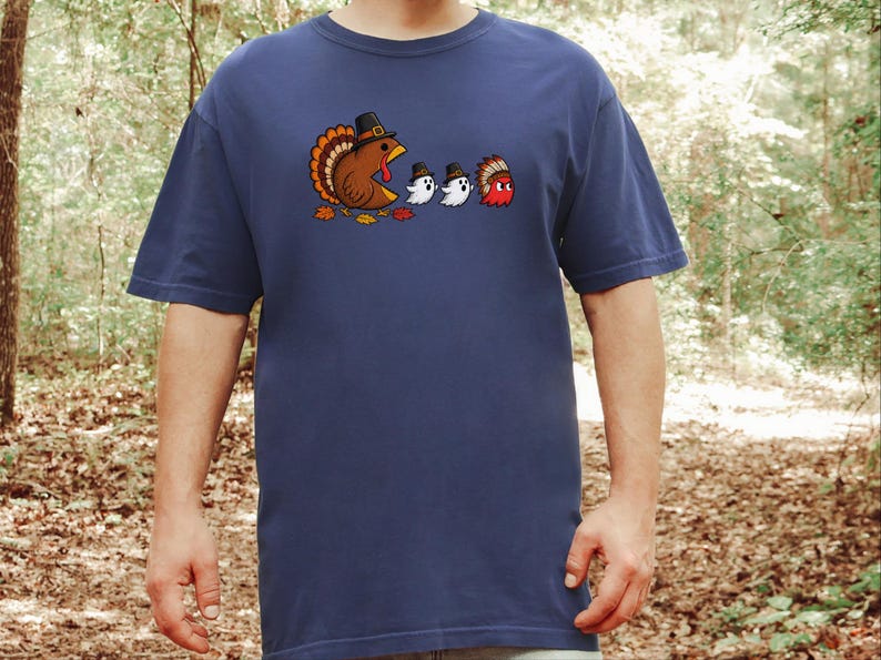 感謝祭の七面鳥シャツ、面白いゲーマーギフト、レトロビデオゲームTシャツ、感謝祭シャツ、七面鳥の日ギフト、レトロゲームファン 画像 1