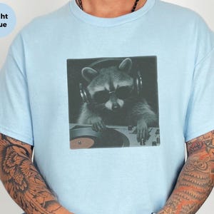 DJ Graphic Tee, Raccoon Djing Shirt, Funny Trash Panda Gift, Electronic Music Producer, Vintage Hip Hop Concert Style Tee, Raccoon Tshirt image 7