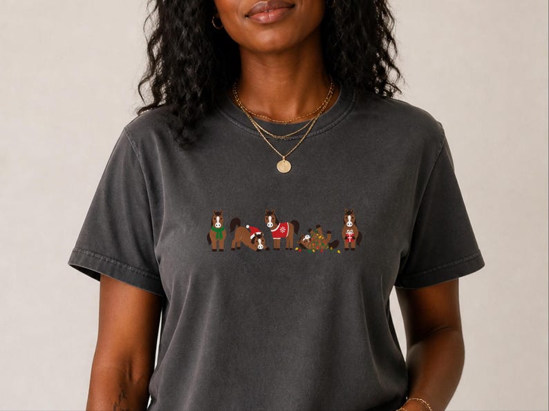 Christmas Horse Shirt, Funny Horse Lover Gift, Equestrian Holiday Sweatshirt, Festive Farm Animal Tee image 10